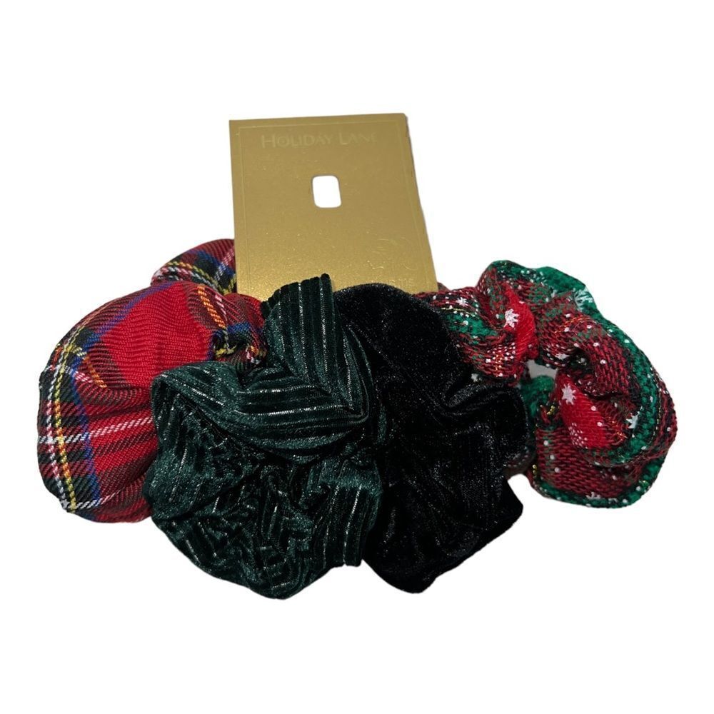 INC International Concepts 4 Piece Set Christmas Scrunchies Multicolor NWT